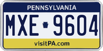 PA license plate MXE9604