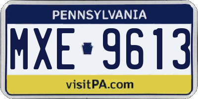 PA license plate MXE9613