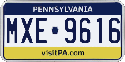 PA license plate MXE9616