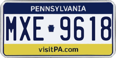 PA license plate MXE9618