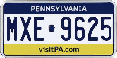 PA license plate MXE9625