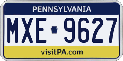 PA license plate MXE9627