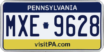 PA license plate MXE9628