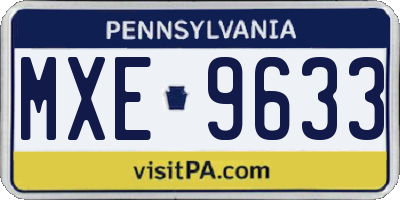 PA license plate MXE9633