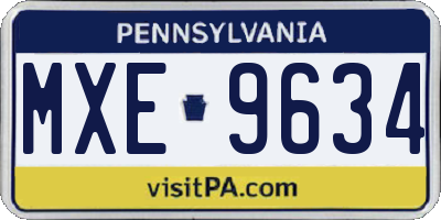 PA license plate MXE9634