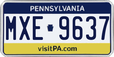 PA license plate MXE9637
