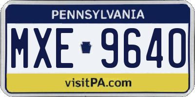 PA license plate MXE9640