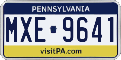PA license plate MXE9641