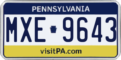 PA license plate MXE9643