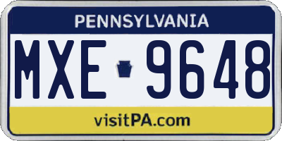 PA license plate MXE9648