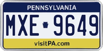 PA license plate MXE9649