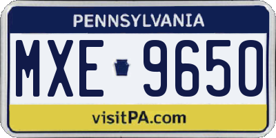PA license plate MXE9650
