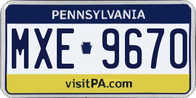 PA license plate MXE9670