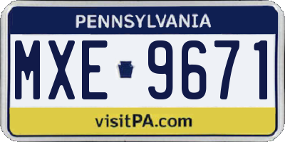 PA license plate MXE9671
