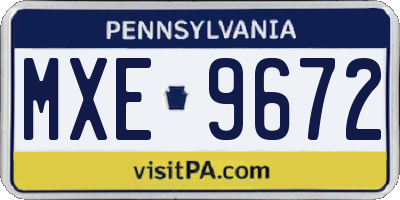 PA license plate MXE9672