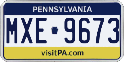 PA license plate MXE9673