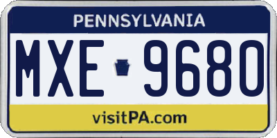 PA license plate MXE9680