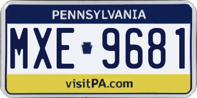 PA license plate MXE9681