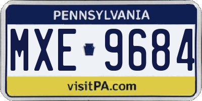 PA license plate MXE9684