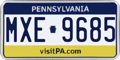 PA license plate MXE9685