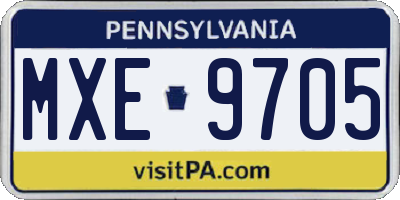 PA license plate MXE9705