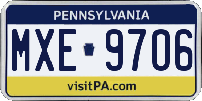 PA license plate MXE9706