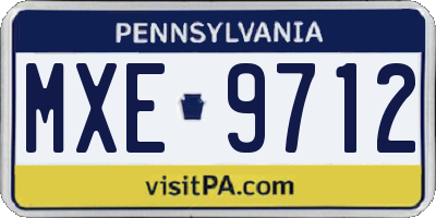 PA license plate MXE9712