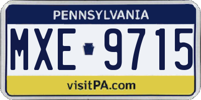 PA license plate MXE9715