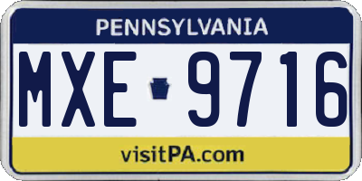 PA license plate MXE9716