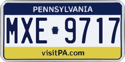 PA license plate MXE9717