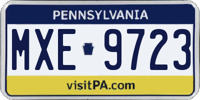PA license plate MXE9723