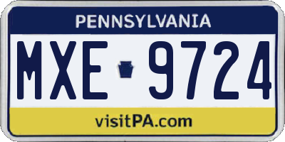 PA license plate MXE9724