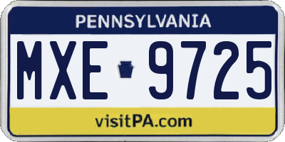PA license plate MXE9725