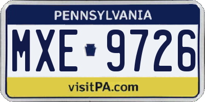 PA license plate MXE9726