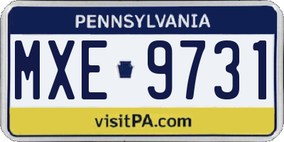 PA license plate MXE9731