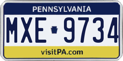 PA license plate MXE9734