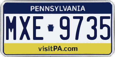 PA license plate MXE9735