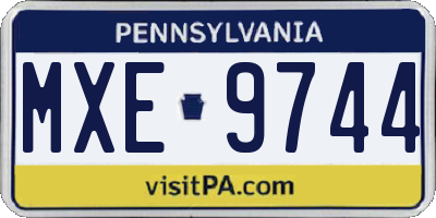 PA license plate MXE9744