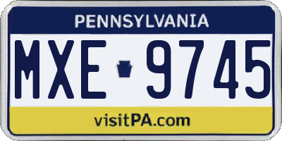 PA license plate MXE9745