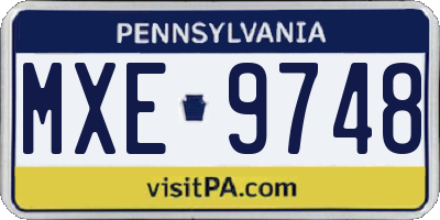PA license plate MXE9748