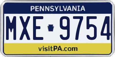 PA license plate MXE9754