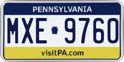 PA license plate MXE9760
