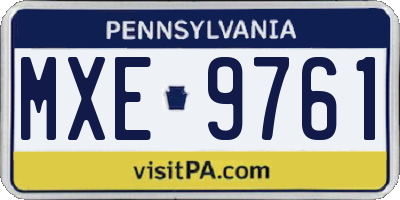 PA license plate MXE9761