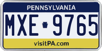 PA license plate MXE9765