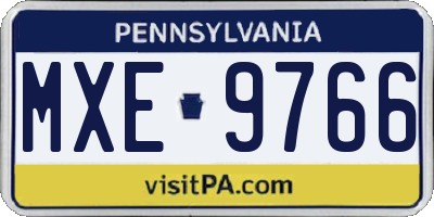 PA license plate MXE9766