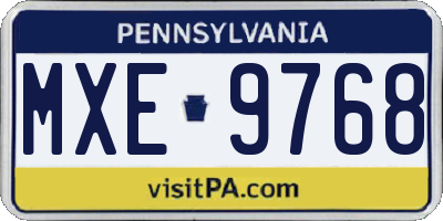 PA license plate MXE9768