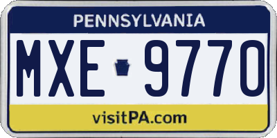 PA license plate MXE9770
