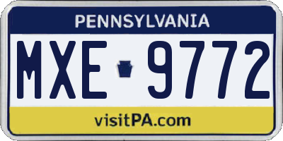 PA license plate MXE9772