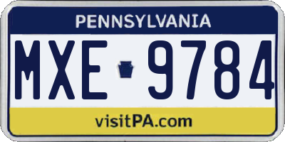 PA license plate MXE9784