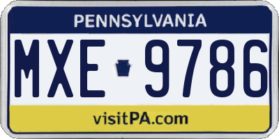 PA license plate MXE9786